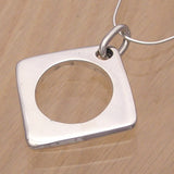 Silver Square with Circle Pendant with Snake Chain Necklace