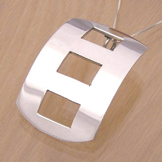 Curved Silver Pendant with Necklace Chain