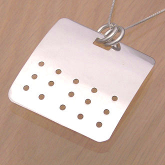 Perforated Silver Pendant with Necklace Chain