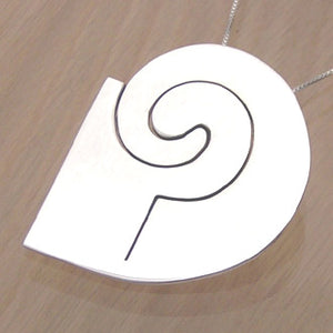 Modern Leaf and Spiral Silver Pendant with Necklace Chain