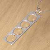 Silver Rectangle with Circles Pendant with Snake Chain Necklace