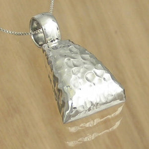 Hammered Silver Pillow Pendant with Necklace Chain