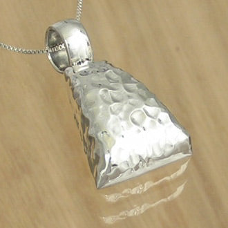 Hammered Silver Pillow Pendant with Necklace Chain