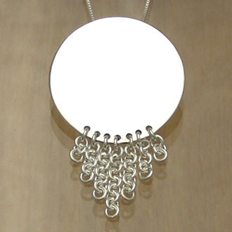 Disk and Chain Silver Pendant with Necklace Chain