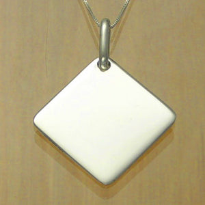 Chunky Square Silver Pendant with Necklace Chain