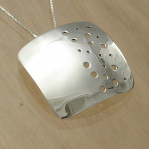 Rounded Square Silver Pendant with Necklace Chain