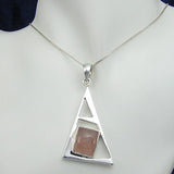 Fibonacci Designer Silver Pendant with Rose Quartz and Necklace Chain