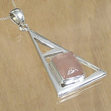 Fibonacci Designer Silver Pendant with Rose Quartz and Necklace Chain