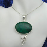 Fibonacci Designer Silver Pendant with Malachite and Necklace Chain
