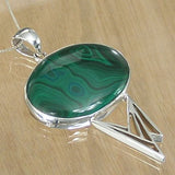 Fibonacci Designer Silver Pendant with Malachite and Necklace Chain