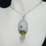 Fibonacci Designer Silver Pendant with Polka Dot Agate and Necklace Chain
