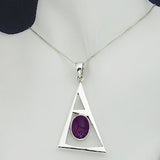Fibonacci Designer Silver Pendant with Amethyst and Necklace Chain