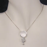 Three Circles Silver Pendant with Mother Of Pearl with Necklace Chain