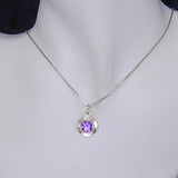 Silver Pendant with Amethyst Coloured Cubic Zirconia with Necklace Chain
