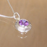 Silver Pendant with Amethyst Coloured Cubic Zirconia with Necklace Chain