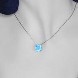 Silver Pendant with Blue Glass and Necklace Chain