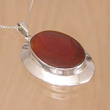 Silver Pendant with Carnelian and Necklace Chain