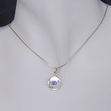 Silver Pendant with Amethyst Coloured Cubic Zirconia with Necklace Chain