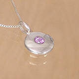 Silver Pendant with Amethyst Coloured Cubic Zirconia with Necklace Chain