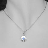 Silver Pendant with Blue Topaz Gemstone and Necklace Chain