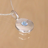 Silver Pendant with Blue Topaz Gemstone and Necklace Chain