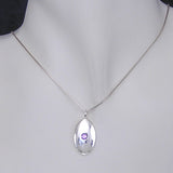 Silver Pendant with Amethyst Coloured Cubic Zirconia with Necklace Chain