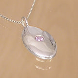 Silver Pendant with Amethyst Coloured Cubic Zirconia with Necklace Chain