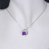 Silver Pendant with Amethyst Coloured Cubic Zirconia with Necklace Chain