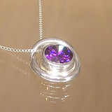 Silver Pendant with Amethyst Coloured Cubic Zirconia with Necklace Chain