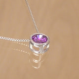 Silver Pendant with Amethyst Coloured Cubic Zirconia with Necklace Chain