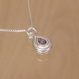 Silver Pendant with Amethyst Gemstone and Necklace Chain