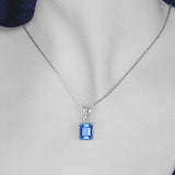 Silver Pendant with Blue Glass and Necklace Chain