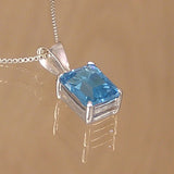 Silver Pendant with Blue Glass and Necklace Chain