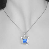 Silver Pendant with Blue Glass and Necklace Chain
