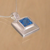 Silver Pendant with Blue Glass and Necklace Chain