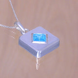 Silver Pendant with Blue Glass and Necklace Chain