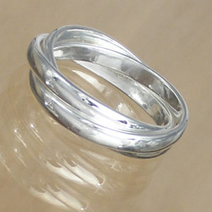 Three Band Silver Russian Wedding Ring