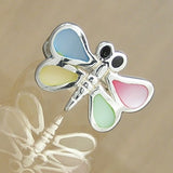 Silver Dragonfly Ring With Multicolour Mother Of Pearl